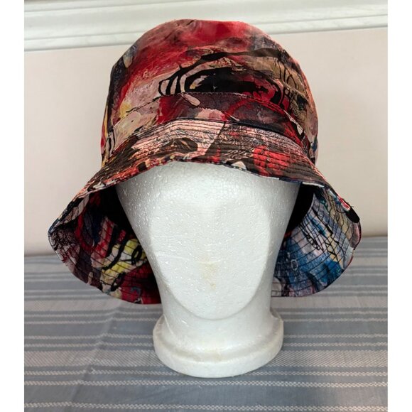 Abstract Graffiti Tattoo Multicolor Print Bucket Hat By Carbon Elements Sun Fish - Picture 1 of 7